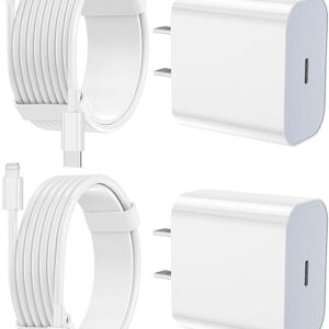 2-Pack Fast USB-C iPhone Charger with 6FT & 10FT Lightning Cables – Compatible with iPhone 14/13/12/11/X & AirPods Pro