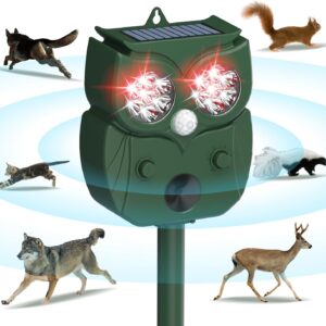Solar Ultrasonic Animal Repellent - Waterproof Motion Sensor for Raccoons, Dogs, Deer & More