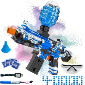 JIFTOK Electric Gel Ball Blaster, High-Speed Automatic with 60,000+ Balls & Goggles – Rechargeable Outdoor Shooting Toy (Blue)