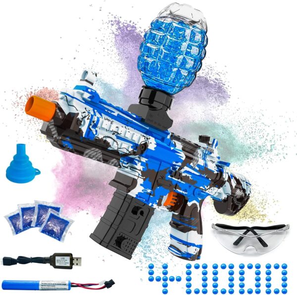 JIFTOK Electric Gel Ball Blaster, High-Speed Automatic with 60,000+ Balls & Goggles – Rechargeable Outdoor Shooting Toy (Blue)