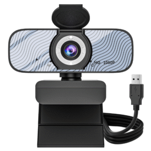 1080P USB Webcam with Mic, Privacy Cover & Tripod – Wide-Angle HD Camera for PC/Laptop (White)
